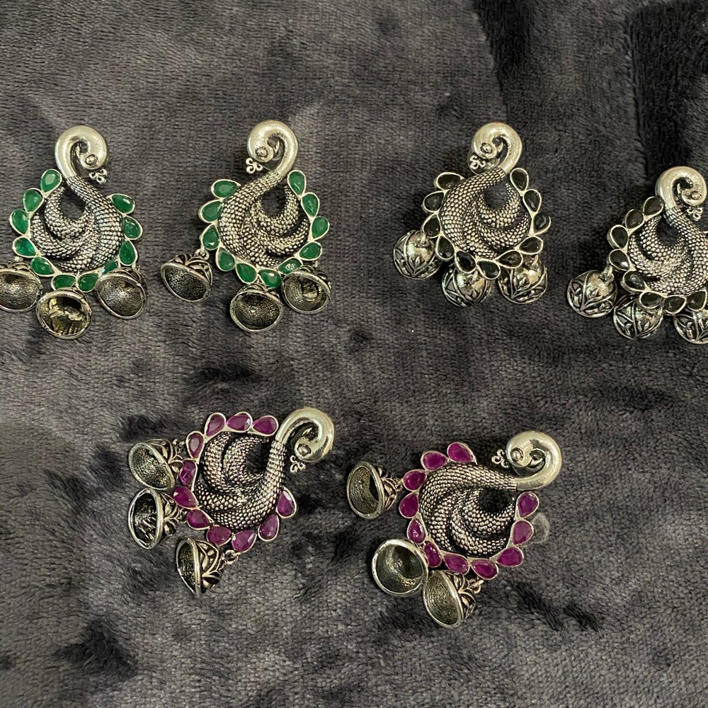 Gorgeous German silver and glass stones earrings.